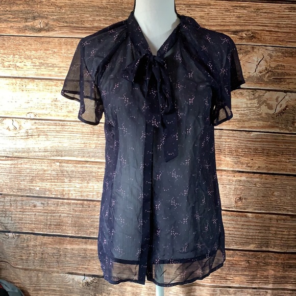 Modcloth Tops - Modcloth• Sheer Purple Top With Pink Stars